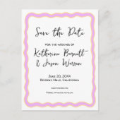Wavy Retro Groovy Save the Date Waterverf Briefkaart (Voorkant)