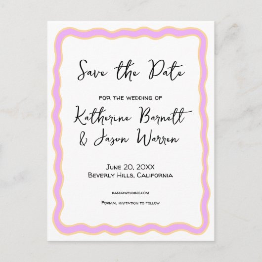 Wavy Retro Groovy Save the Date Waterverf Briefkaart (Voorkant)