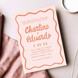 Wavy Retro Pink en Red Handwriting Weddenschap Kaart