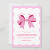 Wavy Retro Roze bruiloft Kaart (Voorkant)