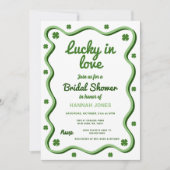Wavy Retro Shamrock Groen Vrijgezellenfeest Kaart (Voorkant)
