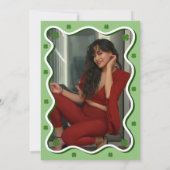 Wavy Retro Shamrock Groen Vrijgezellenfeest Kaart (Achterkant)