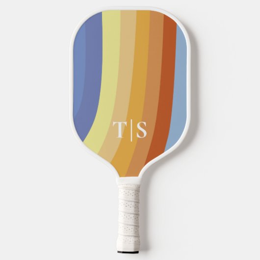 Wavy Retro Stripe Monogram Pickleball Paddle (Achterkant)
