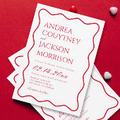 Wavy Rode en Witte Valentijnse bruiloft Kaart