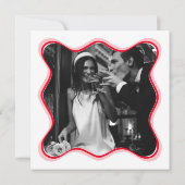 Wavy rood en wit kleurrijke funky bruiloft bedankkaart (Achterkant)