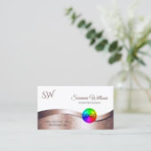 Wavy Roos Gold Decor Wit met Logo en Monogram Visitekaartje (Staand voorkant)