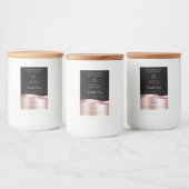 Wavy Roos Gold Decor Zwart Monogram Productlabel Voedselcontainer Etiket (Flessen)