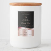 Wavy Roos Gold Decor Zwart Monogram Productlabel Voedselcontainer Etiket (Voorkant)