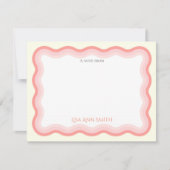 Wavy roze lijnen meisjes gepersonaliseerde flat notitiekaartje (Voorkant)