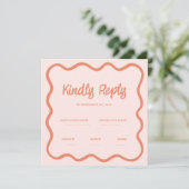 Wavy roze rode handschriftherretro Weddenschap Rsv Kaart (Staand voorkant)
