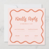 Wavy roze rode handschriftherretro Weddenschap Rsv Kaart (Voorkant)