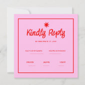 Wavy roze rode handschriftherretro Weddenschap Rsv Kaart (Voorkant)