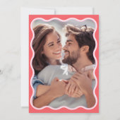 Wavy roze rode trouwfoto kaart (Achterkant)
