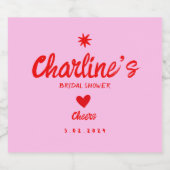 Wavy Roze Rood Handschrift Retro Vrijgezellenfeest Sparkling Wijnetiket (Enkel label)