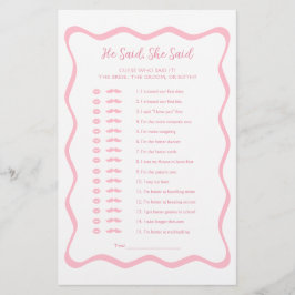 Wavy roze Vrijgezellenfeest spel zei hij dat ze ze