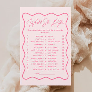Wavy roze Vrijgezellenfeest zou ze liever spel