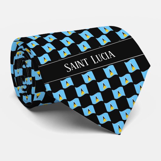 Wavy Saint Lucia Vlag Patroon Stropdas (Opgerold)