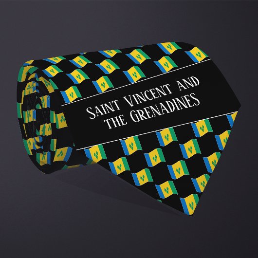 Wavy Saint Vincent en de Grenadines Vlag Patroon Stropdas