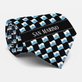 Wavy San Marino Flag Pattern Stropdas (Opgerold)