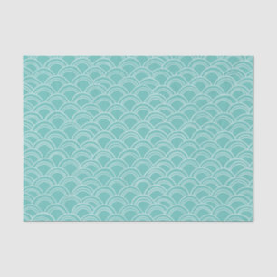 Wavy Scallops Pattern White Aqua Tissuepapier