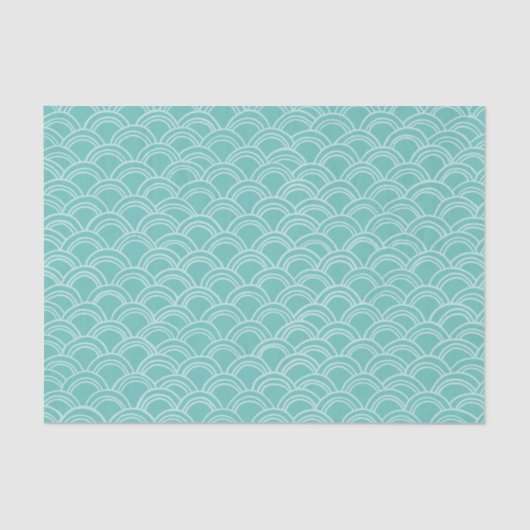 Wavy Scallops Pattern White Aqua Tissuepapier (Voorkant)
