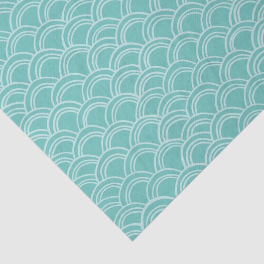Wavy Scallops Pattern White Aqua Tissuepapier (Detail)