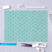 Wavy Scallops Pattern White Aqua Tissuepapier (Craft)