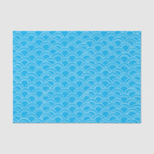 Wavy Scallops Pattern White Blue Tissuepapier