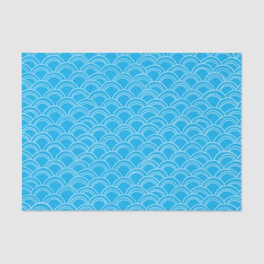 Wavy Scallops Pattern White Blue Tissuepapier (Voorkant)