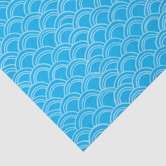 Wavy Scallops Pattern White Blue Tissuepapier (Detail)