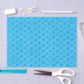 Wavy Scallops Pattern White Blue Tissuepapier (Craft)