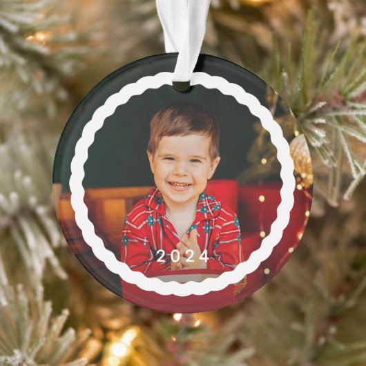 Wavy schetsen eenvoudige twee foto kerstvakantie ornament (Boom)