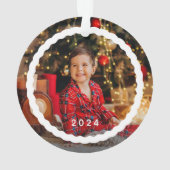 Wavy schetsen eenvoudige twee foto kerstvakantie ornament (achterkant)