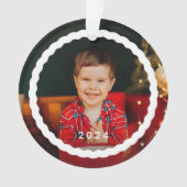 Wavy schetsen eenvoudige twee foto kerstvakantie ornament (voorkant)