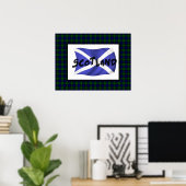 Wavy Scotland Flag en Tartan Poster (Thuiskantoor)