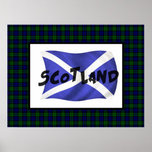 Wavy Scotland Flag en Tartan Poster
