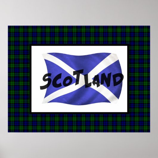 Wavy Scotland Flag en Tartan Poster (Voorkant)