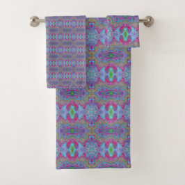 Wavy Sky Blue Multicolored Trippy Pattern Bad Handdoek