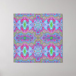 Wavy Sky Blue Multicolored Trippy Pattern Canvas Afdruk