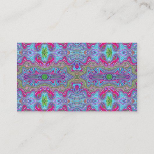 Wavy Sky Blue Multicolored Trippy Pattern Visitekaartje (Voorkant)