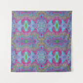 Wavy Sky Blue Multicolored Trippy Pattern Wandkleed (Voorkant)