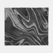 Wavy Sliver Glitter op zwart Fleece Deken (Voorkant (Horizontaal))