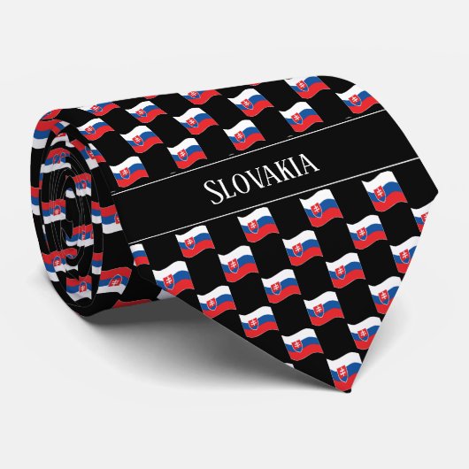 Wavy Slovakia Flag Pattern  Stropdas (Opgerold)