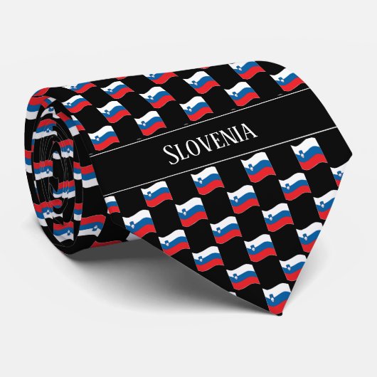 Wavy Slovenia Flag Pattern  Stropdas (Opgerold)