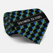 Wavy Solomon Islands Flag Pattern  Stropdas (Opgerold)