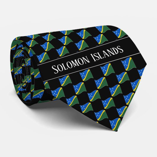 Wavy Solomon Islands Flag Pattern  Stropdas (Opgerold)