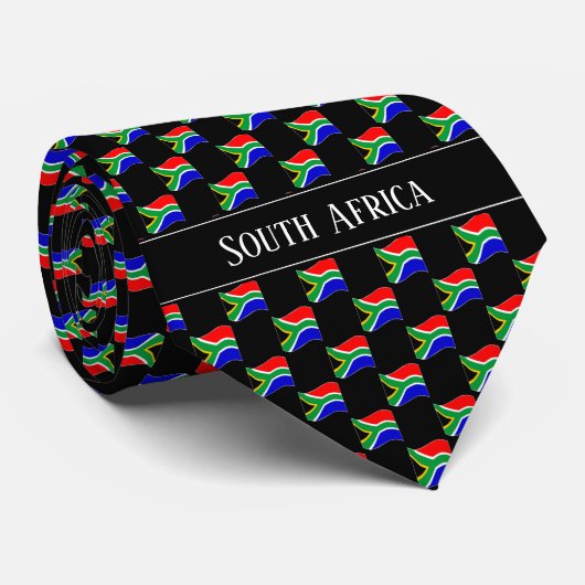 Wavy South Africa Flag Pattern  Stropdas (Opgerold)