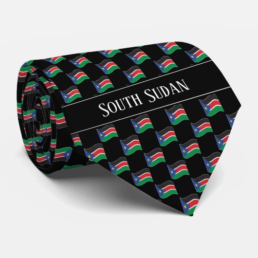 Wavy South Sudan Flag Pattern Stropdas (Opgerold)