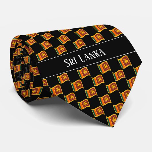Wavy Sri Lanka Flag Pattern  Stropdas (Opgerold)