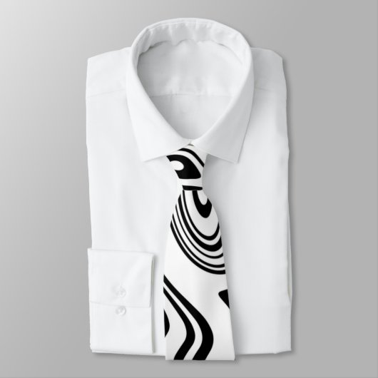 Wavy Stripe Art Zwart Wit Stropdas (Gebonden)